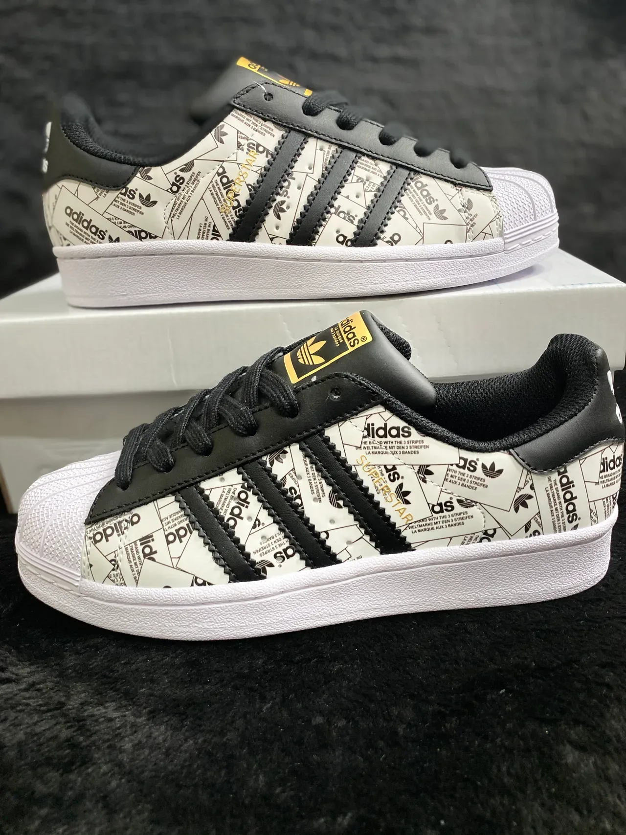 Adidas Superstar Graphic-Print White and Black Lifestyle Sneakers 12
