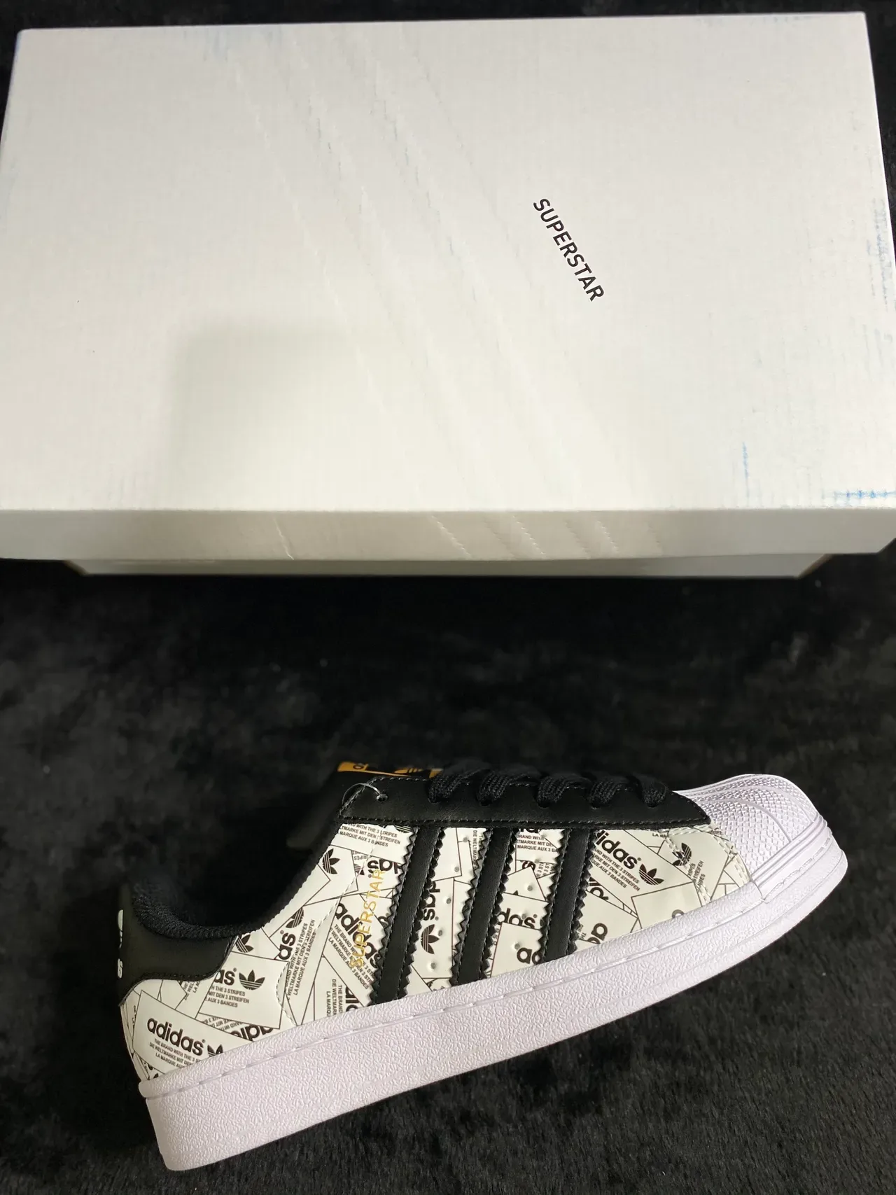 Adidas Superstar Graphic-Print White and Black Lifestyle Sneakers 13