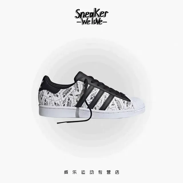 Adidas Superstar Graphic-Print White and Black Lifestyle Sneakers 15
