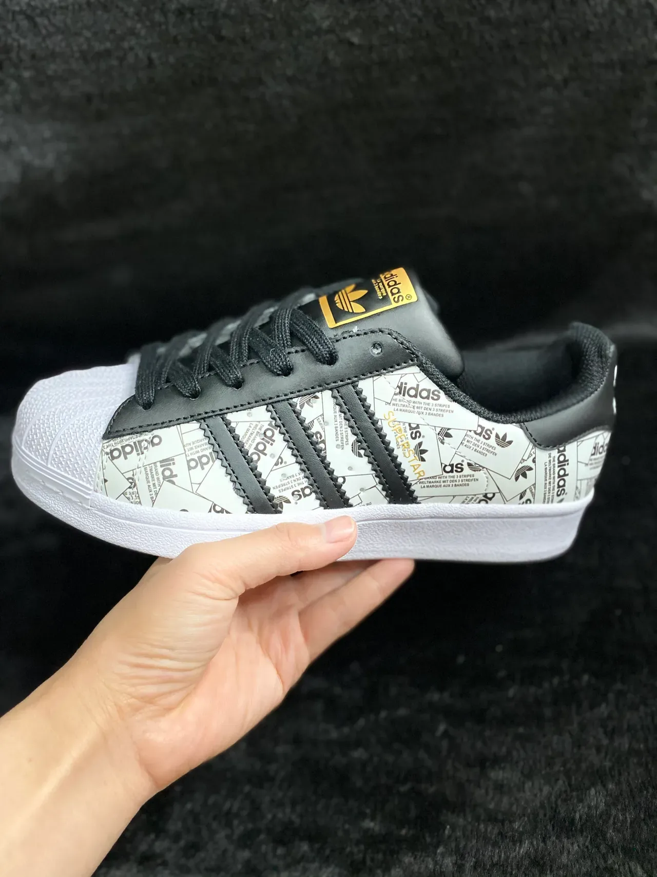 Adidas Superstar Graphic-Print White and Black Lifestyle Sneakers 22