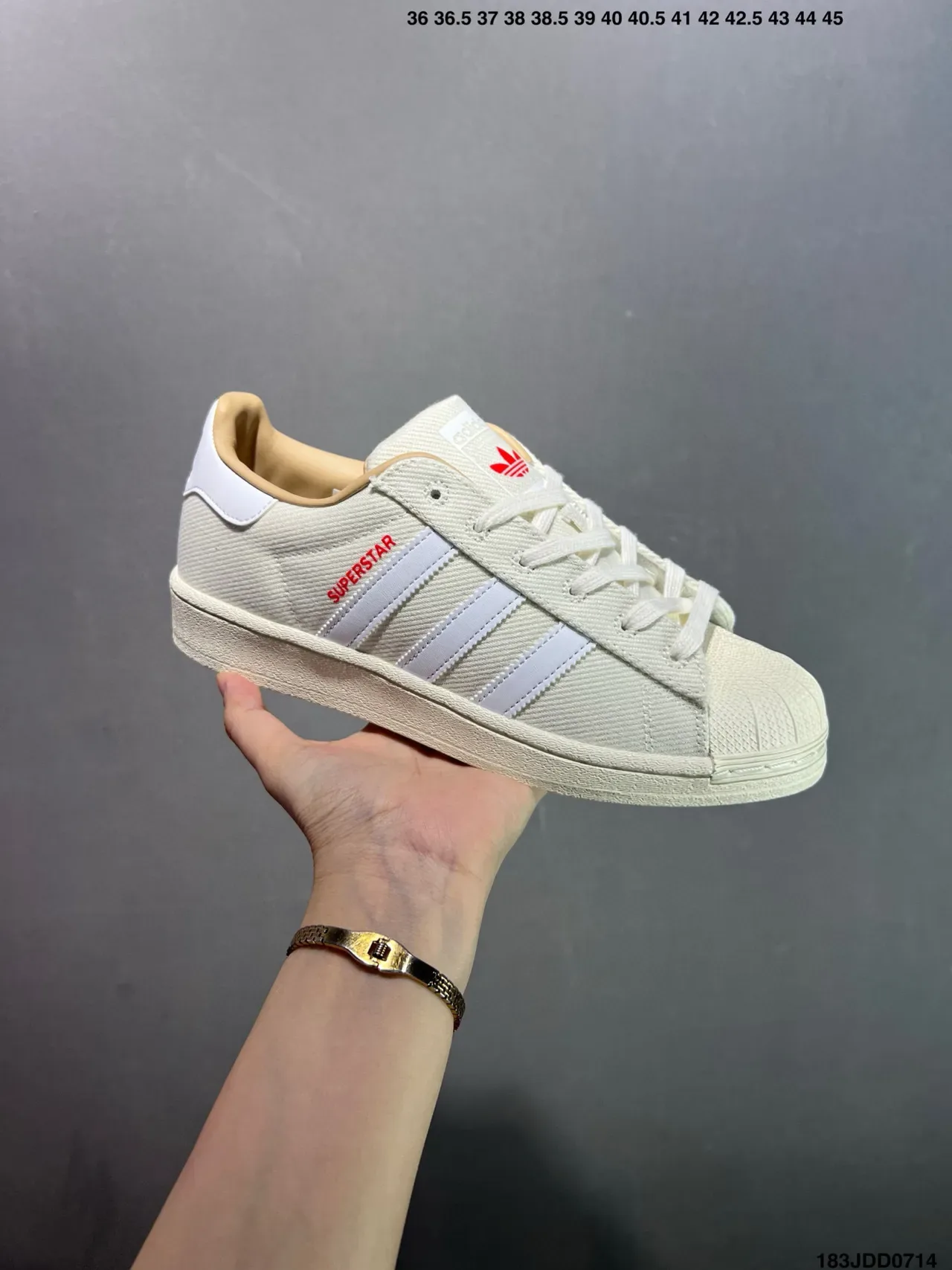 Adidas Superstar Off-White tela estilo de vida zapatillas 3