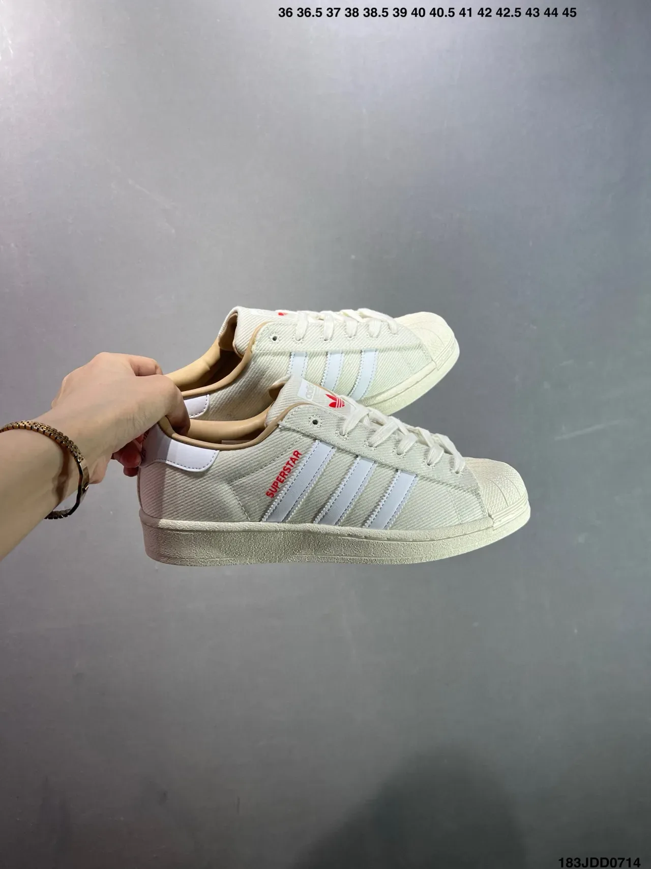 Adidas Superstar Off-White tela estilo de vida zapatillas 8