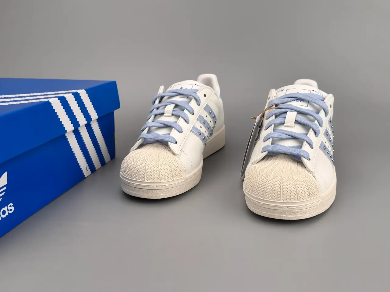 Adidas Superstar Studded Light Blue Accent Lifestyle Sneakers 3