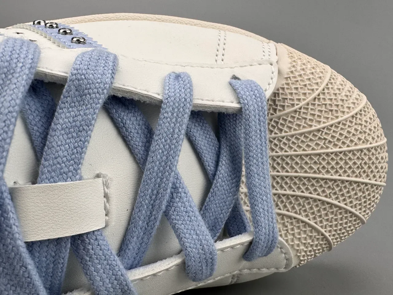 Adidas Superstar Studded Light Blue Accent Lifestyle Sneakers 4