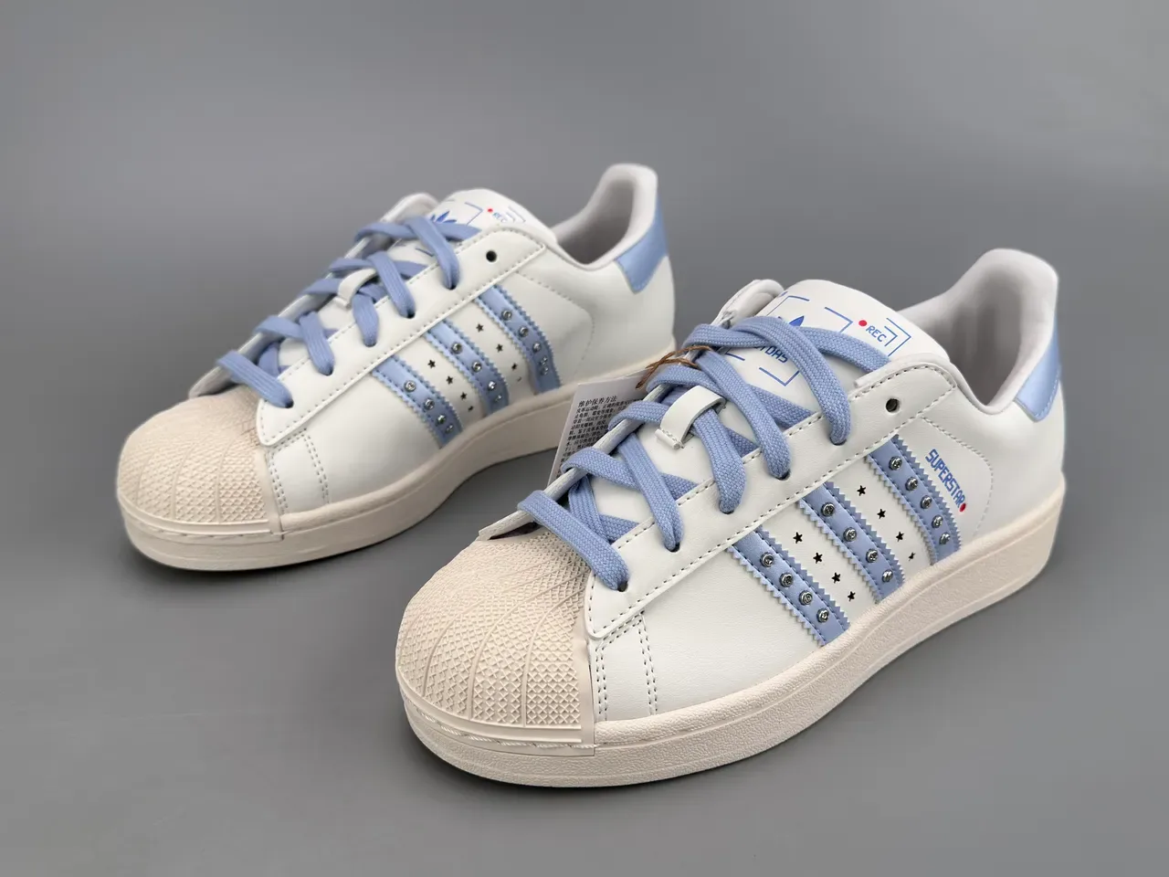 Adidas Superstar Studded Light Blue Accent Lifestyle Sneakers 7