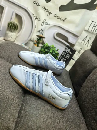 Adidas Tokyo সাদা এবং হালকা নীল চামড়া লাইফস্টাইল স্নিকার্স 7