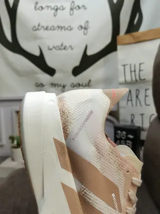 Adidas White Beige Knit Upper Speckled Gradient Running Shoes 3