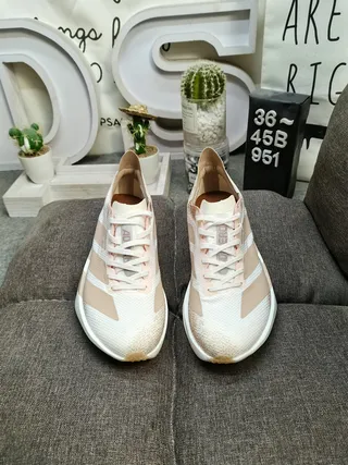 Adidas White Beige Knit Upper Speckled Gradient Running Shoes 10