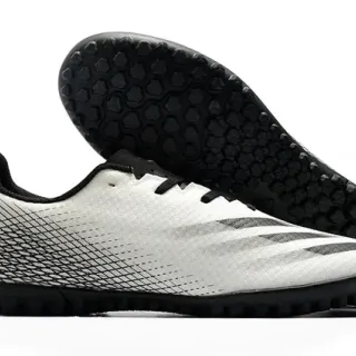 Adidas White Black Low-Cut Synthetic Upper Gradient Line Graphic Artificial-Grass Soccer Shoes