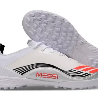 Adidas White Black Low-Cut Synthetic Upper Wave-Pattern Graphic Turf Soccer Shoes