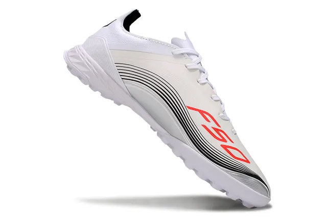 Adidas White Black Low-Cut Synthetic Upper Wave-Pattern Graphic Turf Soccer Shoes 2