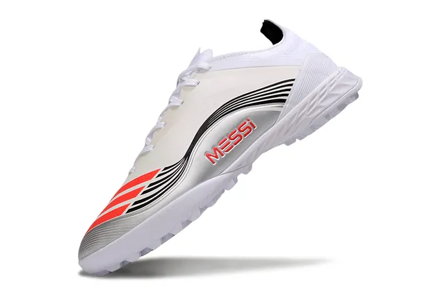 Adidas White Black Low-Cut Synthetic Upper Wave-Pattern Graphic Turf Soccer Shoes 3