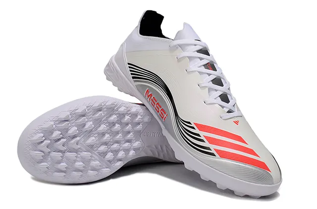 Adidas White Black Low-Cut Synthetic Upper Wave-Pattern Graphic Turf Soccer Shoes 4