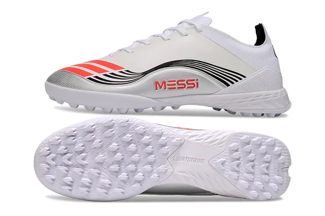 Adidas White Black Low-Cut Synthetic Upper Wave-Pattern Graphic Turf Soccer Shoes 6