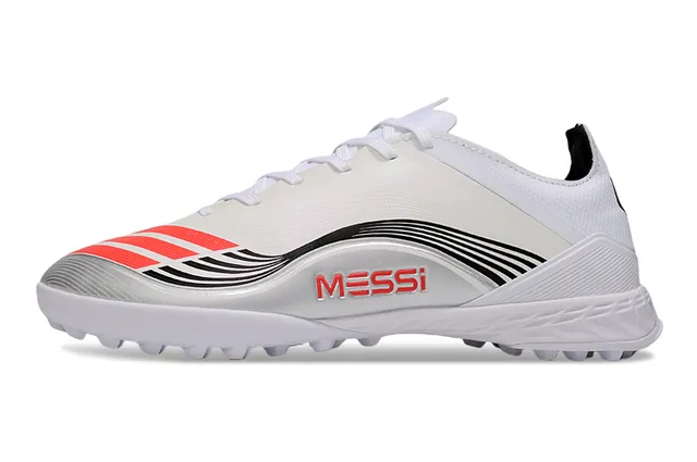 Adidas White Black Low-Cut Synthetic Upper Wave-Pattern Graphic Turf Soccer Shoes 7