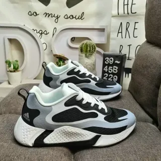 Adidas أبيض أسود نمط الموج تكديس أساس خلايا النحل نسيج حذاء أسلوب حياة