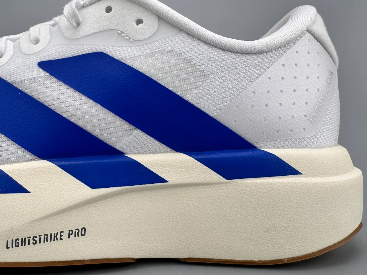 Adidas White Blue Engineered Mesh Upper Three-Stripe Side Branding Running Shoes 7