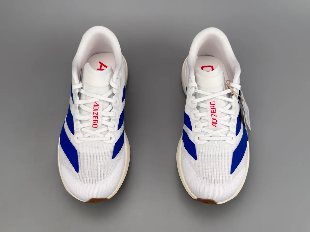 Adidas White Blue Engineered Mesh Upper Three-Stripe Side Branding Running Shoes 9