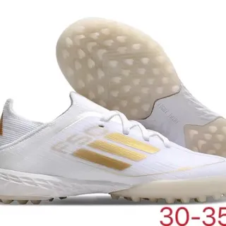 Adidas White Gold Knit Upper Stripe Detailing Turf Soccer Shoes