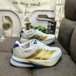 Adidas सफेद सोने की मेश अपर धातु पट्टियों वाली दौड़ने की जूते