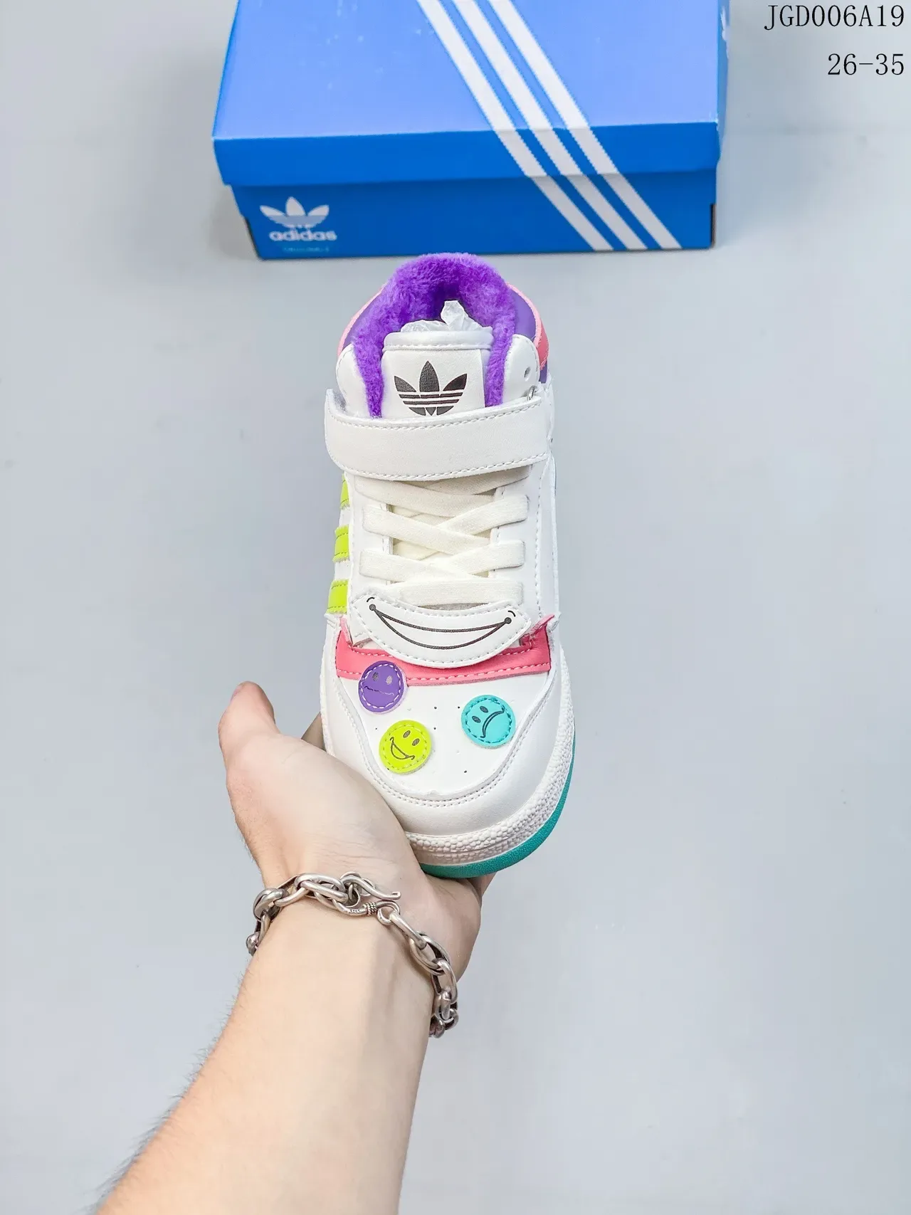 Adidas Blanc Multicolor High-Top Sangle Velcro Sneakers Lifestyle 9