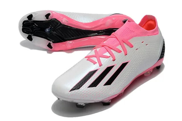 Adidas White Pink Textured Synthetic Upper Asymmetrical Lacing Firm-Ground Soccer Shoes 3