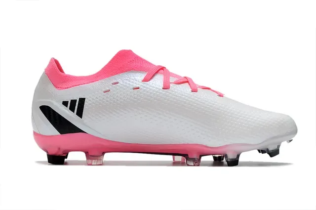 Adidas White Pink Textured Synthetic Upper Asymmetrical Lacing Firm-Ground Soccer Shoes 4