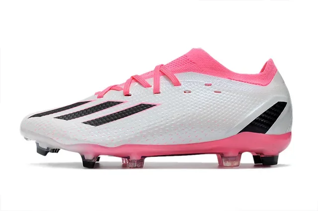 Adidas White Pink Textured Synthetic Upper Asymmetrical Lacing Firm-Ground Soccer Shoes 6