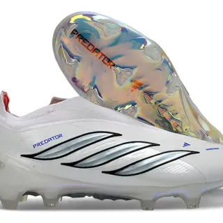 Adidas chaussures de football à crampons pour terrain dur col chaussette blanc argent talon iridescent holographique