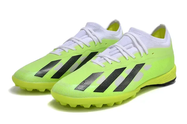 Adidas X Green Black Low-Cut Synthetic Mesh Upper Perforated Three-Stripe Design Turf Soccer Shoes 8