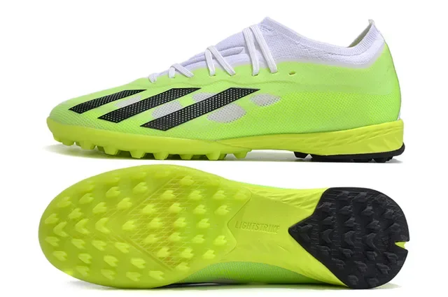 Adidas X Green Black Low-Cut Synthetic Mesh Upper Perforated Three-Stripe Design Turf Soccer Shoes 9