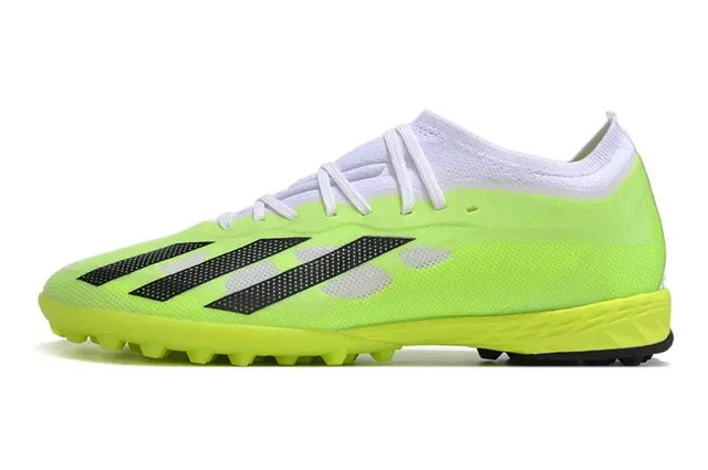 Adidas X Green Black Low-Cut Synthetic Mesh Upper Perforated Three-Stripe Design Turf Soccer Shoes 10