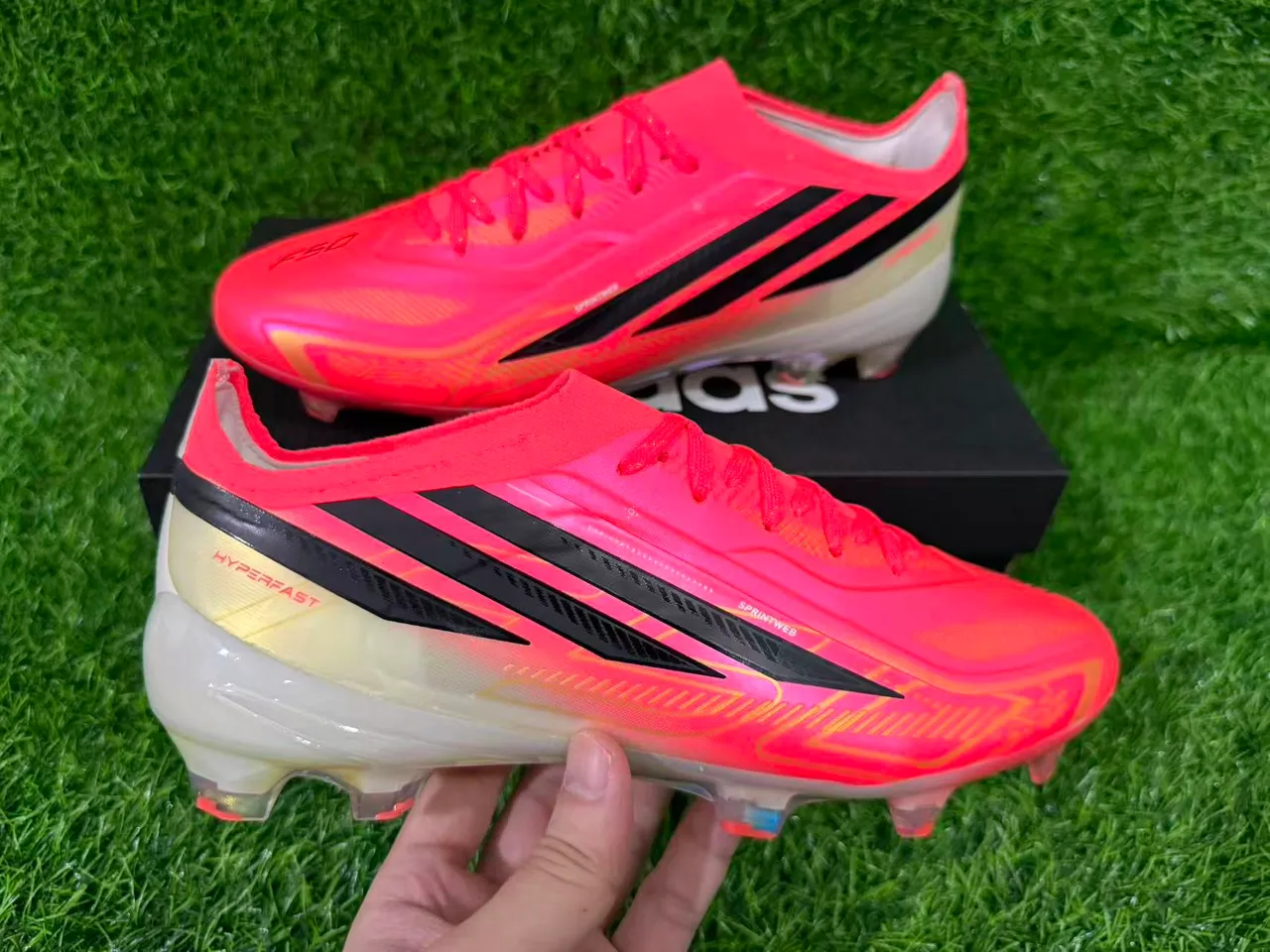 Adidas X Hyperfast Rose iridiscente terrain ferme Chaussures de football 4