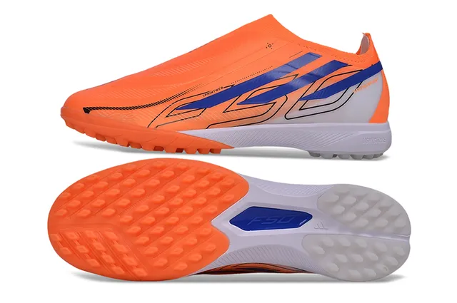 Adidas X Orange Blue স্লিপ-অন সক-ফিট আপার মোল্ডেড কোনিক্যাল স্টাডস আর্চিফিশিয়াল গ্রাস ফুটবল জুতা 6