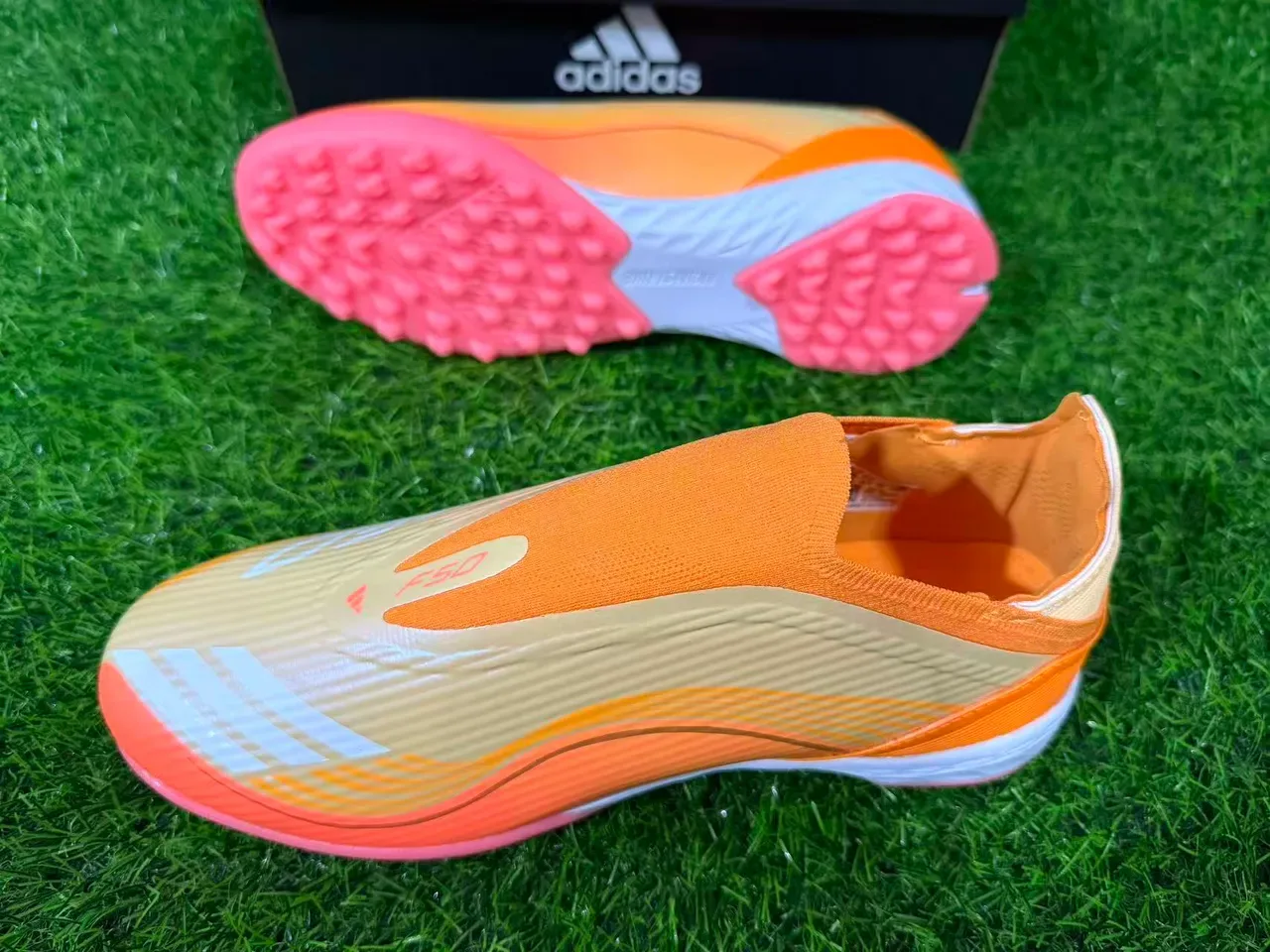 Adidas X Speedflow Orange Blanc Rose Chaussures de Football Turf 4