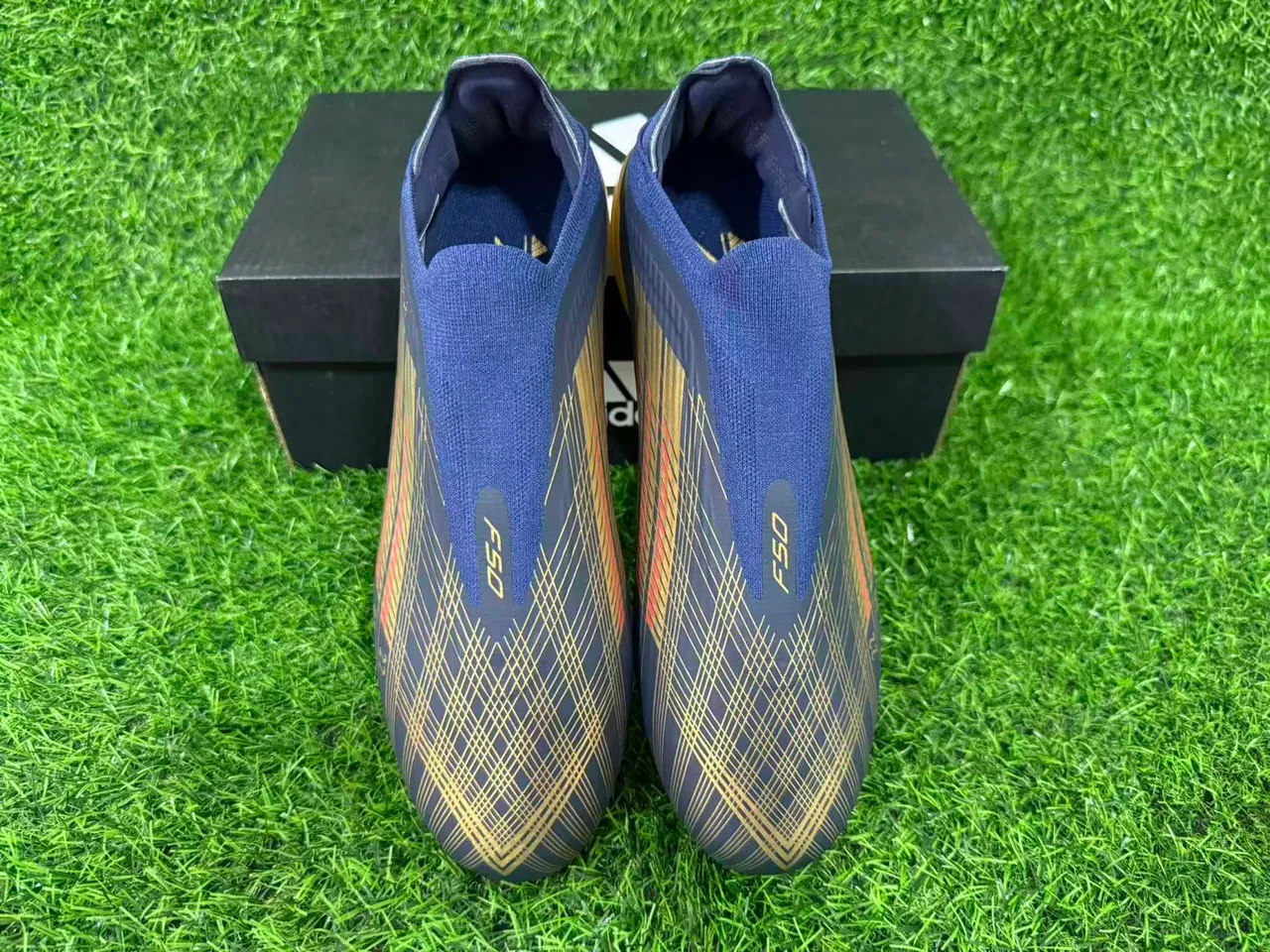 Adidas X Speedportal Dembélé Navy Gold Holographic Firm-Ground Chaussures de football 12
