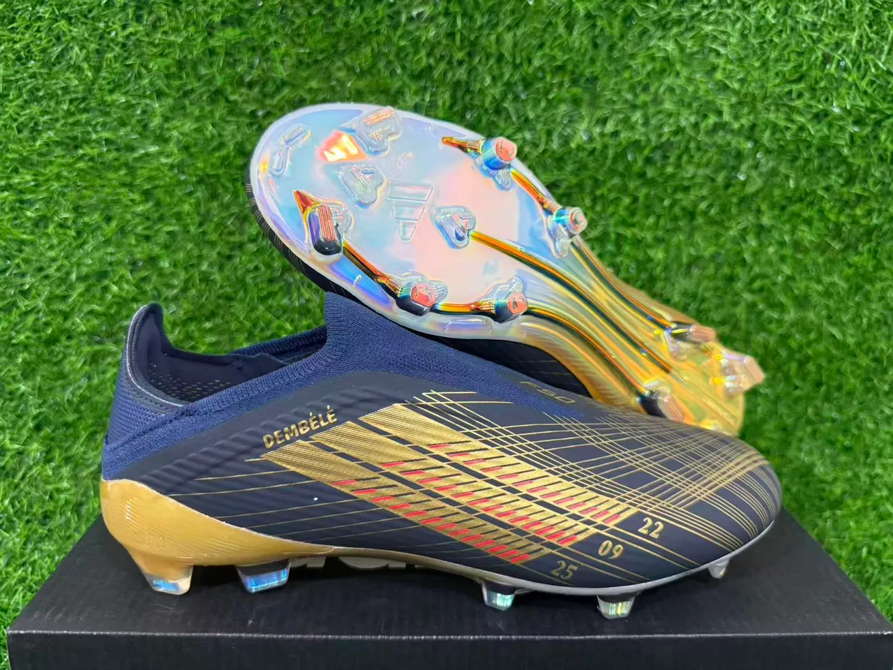 Adidas X Speedportal Dembélé Navy Gold Holographic Firm-Ground Chaussures de football 16