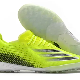 Adidas Yellow Black Knit Upper Asymmetrical Lacing Artificial-Grass Soccer Shoes