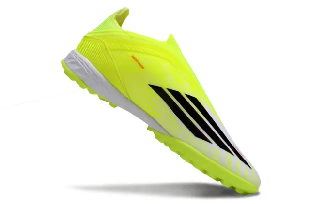 Adidas أحذية كرة القدم Turf أصفر أسود بدون أربطة علوي جوارب صناعي نيون 2