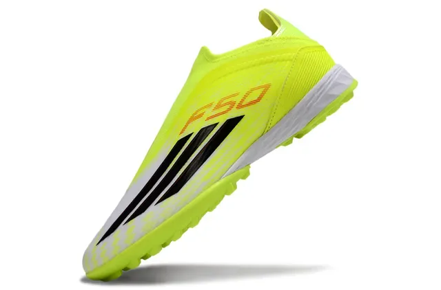 Adidas أحذية كرة القدم Turf أصفر أسود بدون أربطة علوي جوارب صناعي نيون 3