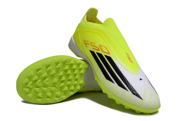 Adidas أحذية كرة القدم Turf أصفر أسود بدون أربطة علوي جوارب صناعي نيون 4