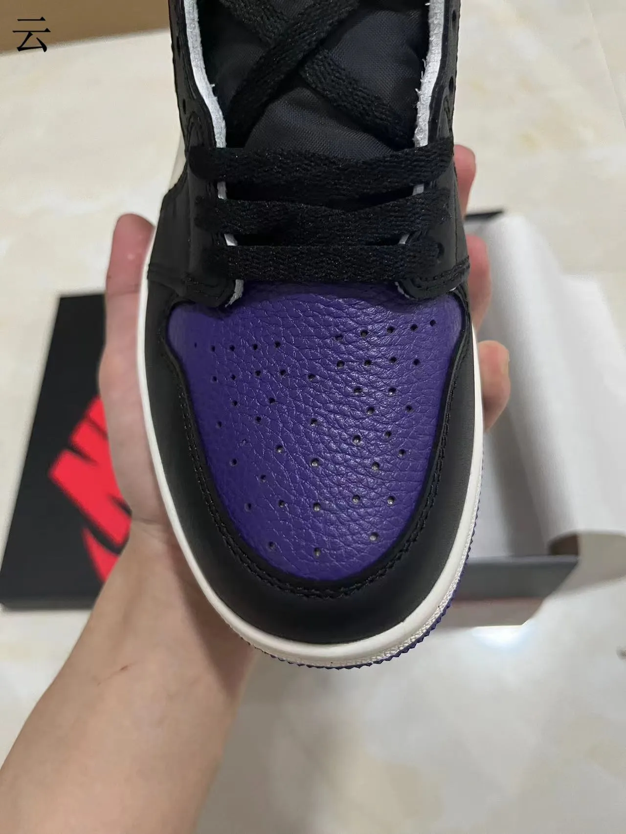 Air Jordan 1 High Chaussures de basket-ball violet noir blanc 3