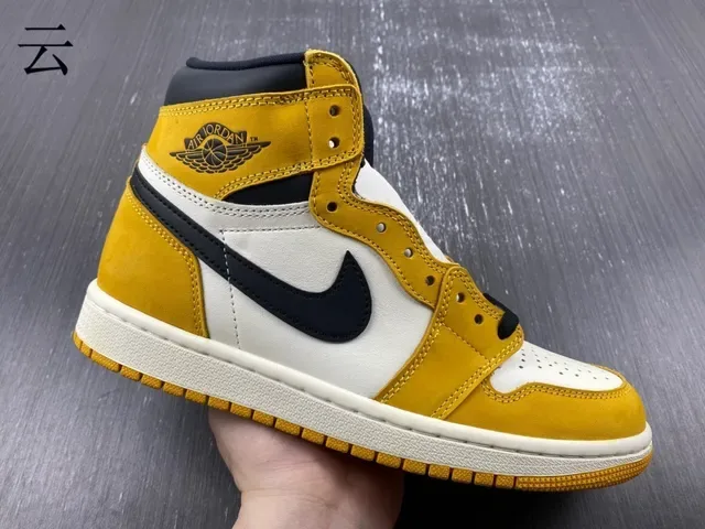 Air Jordan 1 High Top Mustard Yellow Black White Zapatillas de Baloncesto 2