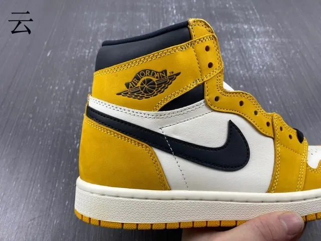 Air Jordan 1 High Top Mustard Yellow Black White Zapatillas de Baloncesto 3