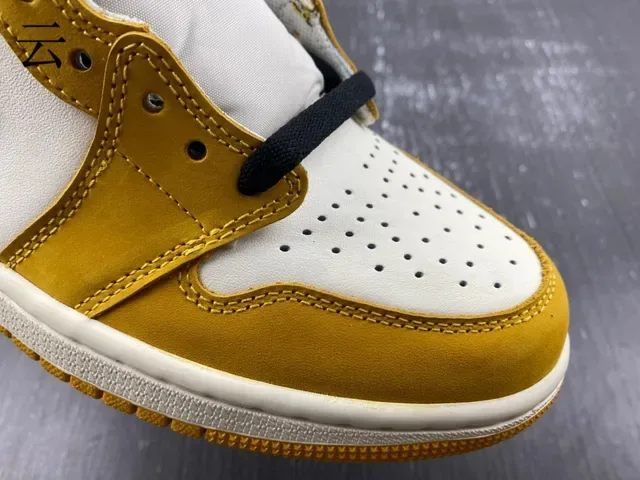 Air Jordan 1 High Top Mustard Yellow Black White Zapatillas de Baloncesto 5