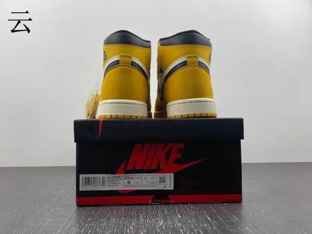 Air Jordan 1 High Top Mustard Yellow Black White Zapatillas de Baloncesto 11