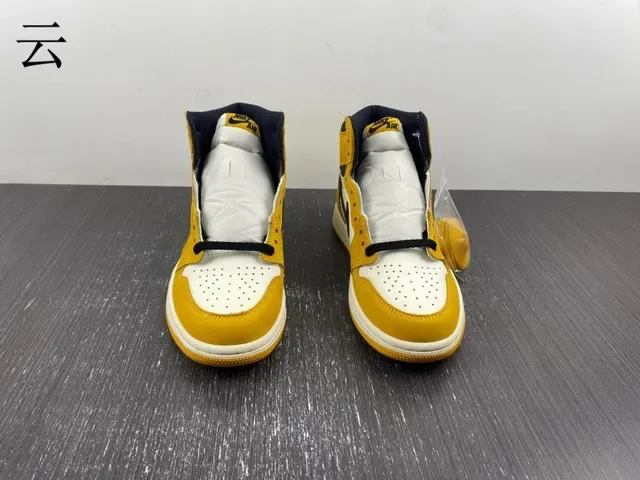 Air Jordan 1 High Top Mustard Yellow Black White Zapatillas de Baloncesto 12