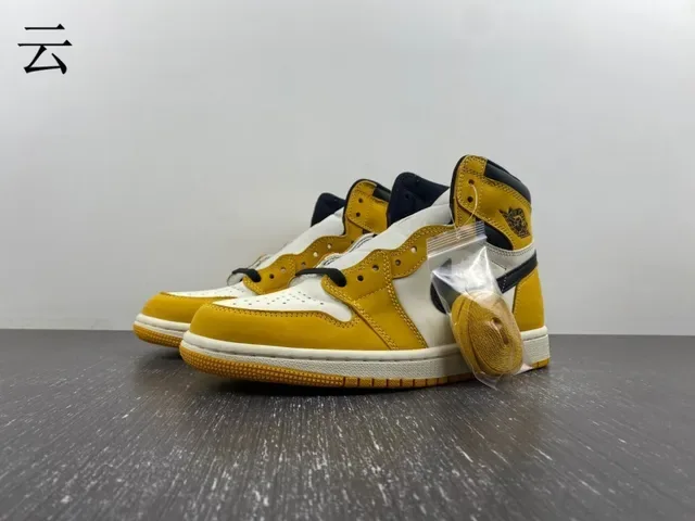 Air Jordan 1 High Top Mustard Yellow Black White Zapatillas de Baloncesto 13