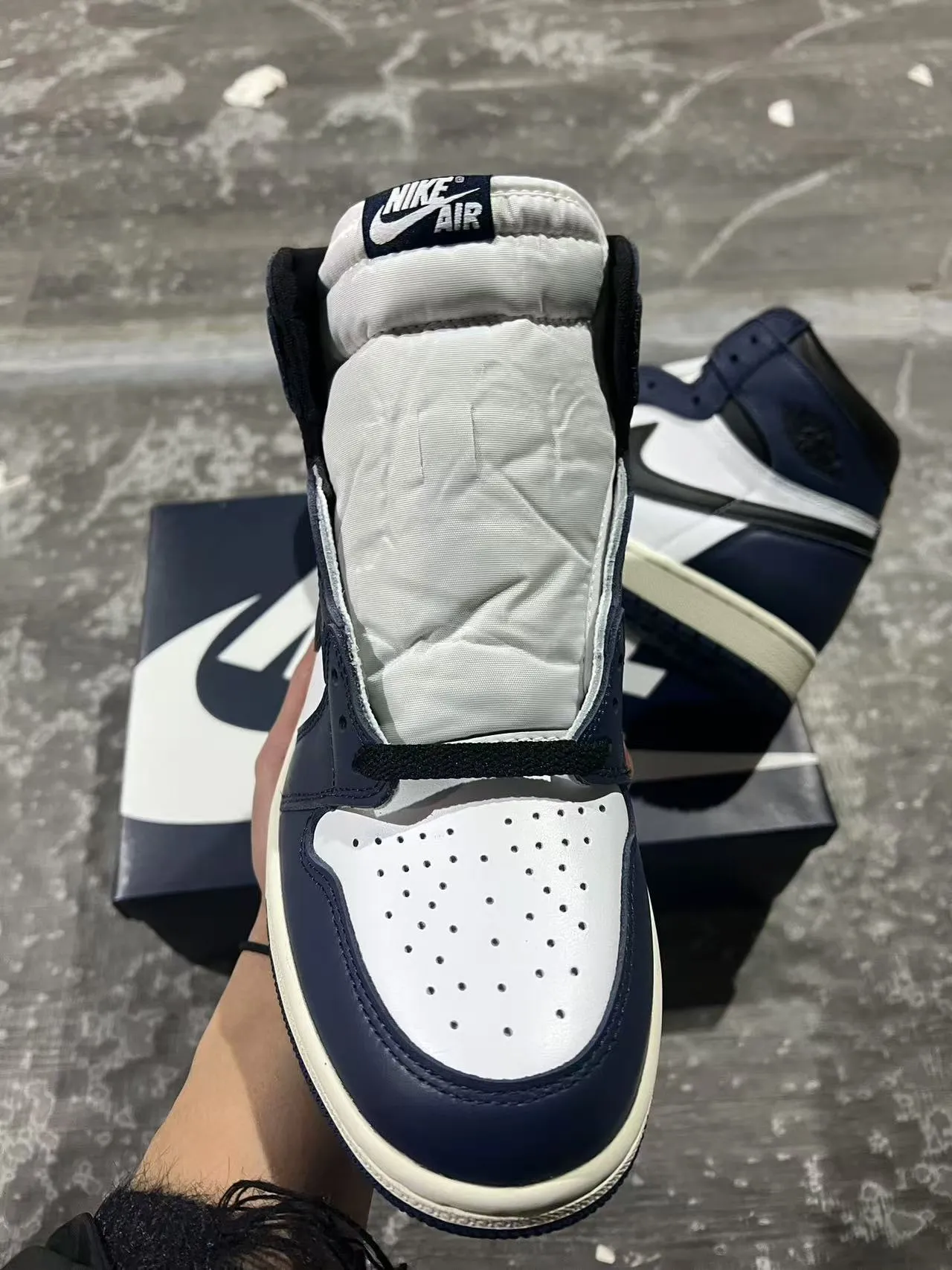 Air Jordan 1 নেভি সাদা কালো বাস্কেটবল জুতো 3