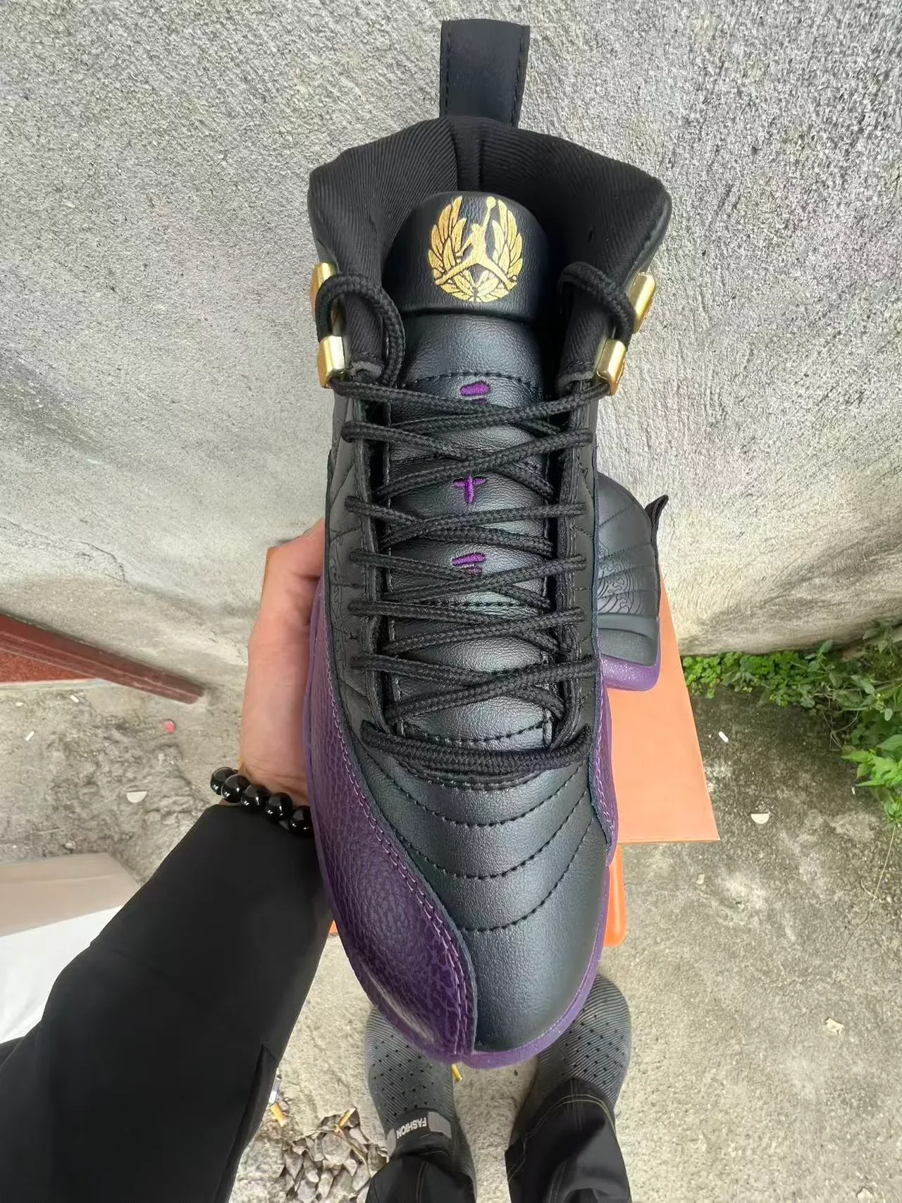 Air Jordan 12 Black Purple Gold Basketball Shoes 3